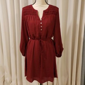 Maroon Button Front Dress